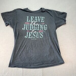 Lincoln Outfitters Women's Graphic Tee – "Leave Judging to Jesus" – Gray, Size L